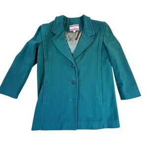Vintage Teal Wool Coat by American Bazaar Size 14 Made in USA
